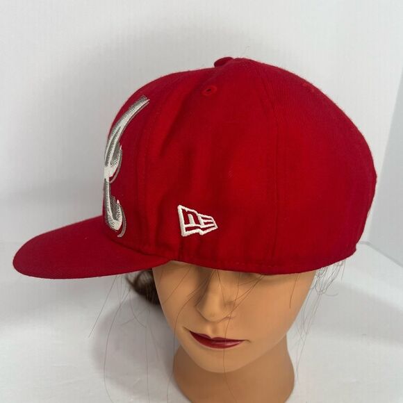 New Era 59fifty Atlanta Braves Red Fitted MLB Unisex Wool Hat Cap Size 7 5/8 - Picture 4 of 10